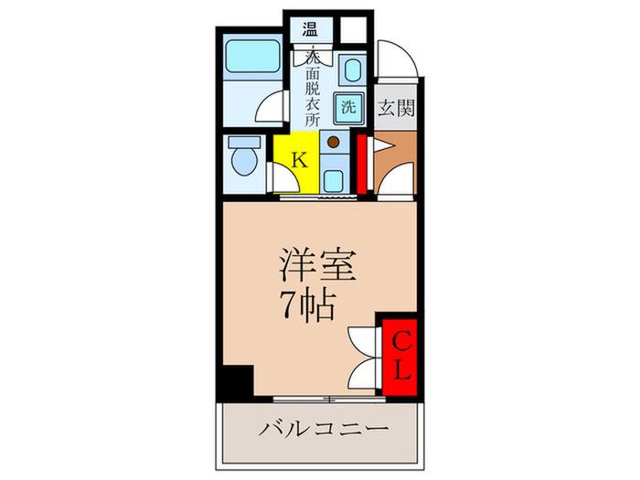 アスティオン城南(1K/4階)の間取り写真