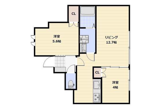 MAISON OHANA(2LDK/1階)の間取り写真