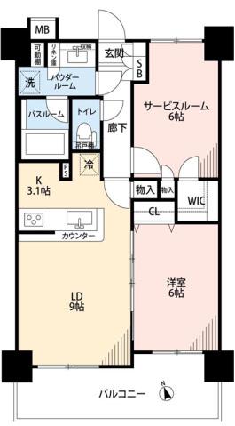 日神パレステージ武蔵小金井(1SLDK/6階)の間取り写真