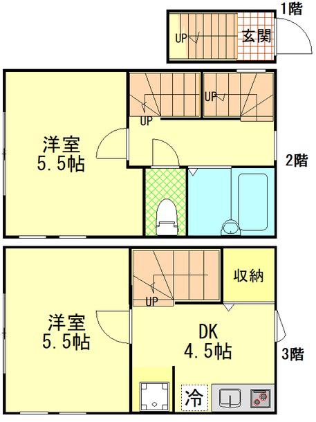 クラシェア中野新橋(2DK/1階)の間取り写真