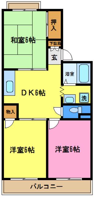 ヴァンベール白鍬弐番館(3DK/3階)の間取り写真