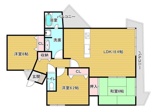 グランドメゾン和泉中央 1番館(3LDK/11階)の間取り写真