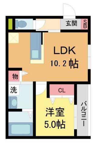 アルタイル・ヴィラII(1LDK/2階)の間取り写真