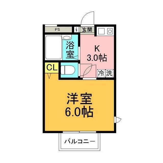 ヒルトップ鶴川(1K/1階)の間取り写真