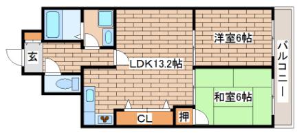 サンコート萩乃台(2LDK/4階)の間取り写真