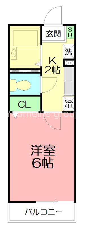 小田急江ノ島線 六会日大前駅 徒歩9分 2階建 築24年(1K/1階)の間取り写真