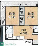 ハイツ仙波苑(2DK/4階)の間取り写真