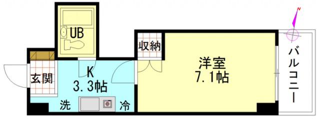アメニティハイム(1K/2階)の間取り写真