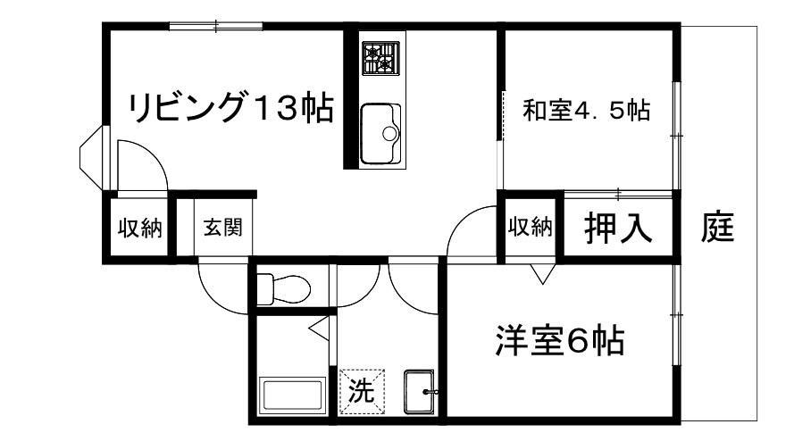 マーサ塩屋(2LDK/1階)の間取り写真
