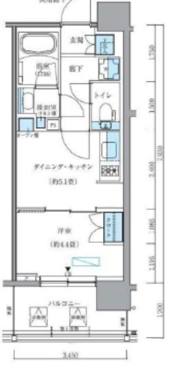 パークアクシス新大橋(1DK/12階)の間取り写真