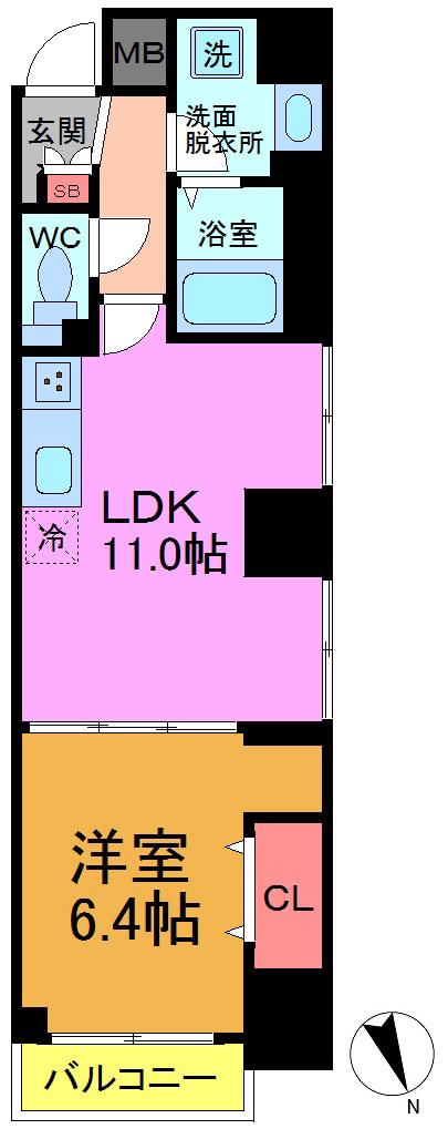 グリシーヌ(1LDK/7階)の間取り写真