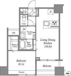 ACP RESIDENCE 中野新橋(1LDK/2階)の間取り写真