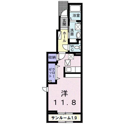 EXヴィラージュ(ワンルーム/1階)の間取り写真