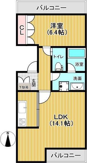CASA BIANCA(1LDK/7階)の間取り写真