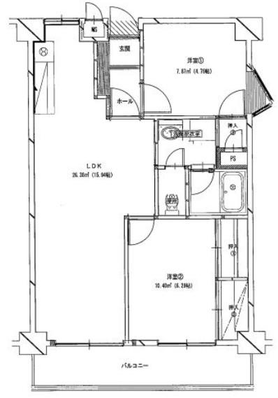 レシオ苅原(2LDK/6階)の間取り写真
