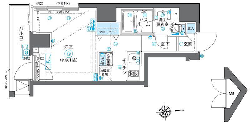 ZOOM新宿下落合(ワンルーム/11階)の間取り写真