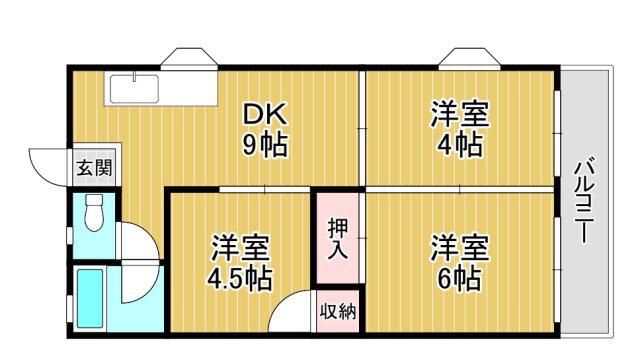 コーポラス清水丘(3DK/2階)の間取り写真