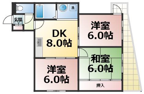 アーク玉津橋(3DK/5階)の間取り写真