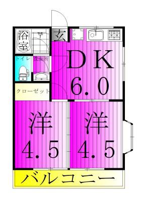 桜台アパート(2DK/1階)の間取り写真