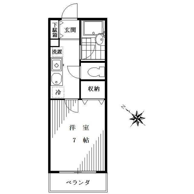 フォンティーヌ・ユニ(1K/1階)の間取り写真