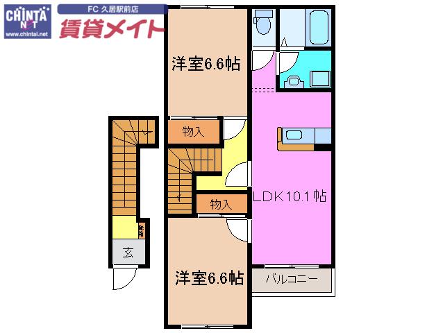 FOREST(2LDK/2階)の間取り写真