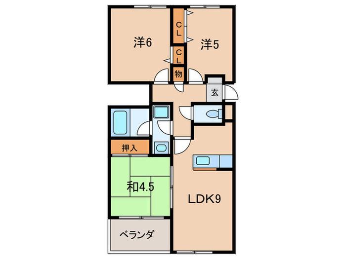 サーティフクヤ(3LDK/2階)の間取り写真