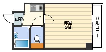 ピュアコート天神橋(1K/6階)の間取り写真