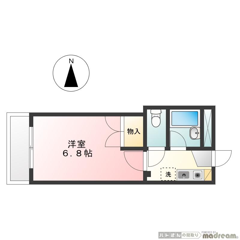 プランセスK(1K/4階)の間取り写真