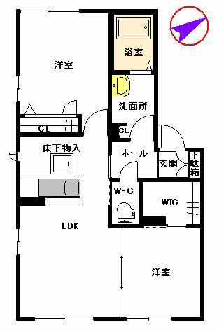 シャーメゾン・ヴィブレ2番館B(2LDK/1階)の間取り写真