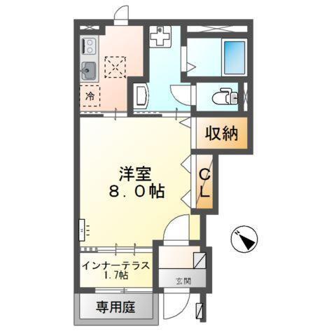 フリージア R(1K/1階)の間取り写真