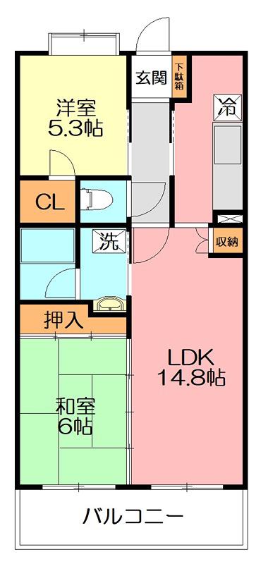 サニーコーポI(2LDK/2階)の間取り写真