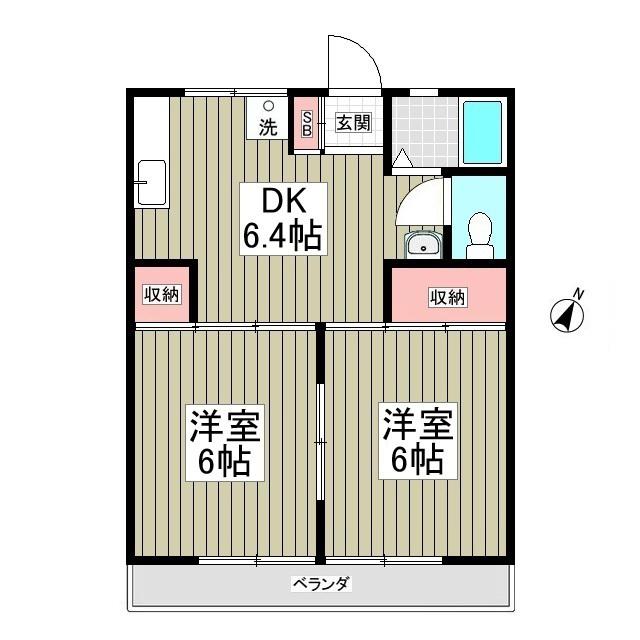 ヒカリハイツ(2DK/2階)の間取り写真