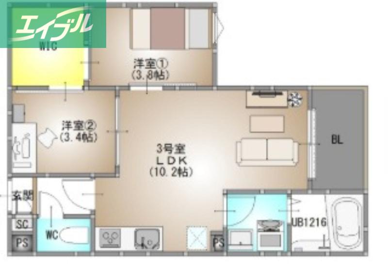 REGALEST 今(2LDK/2階)の間取り写真