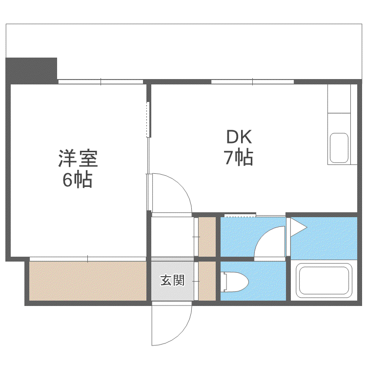 ダイアパレス南3条(1DK/7階)の間取り写真