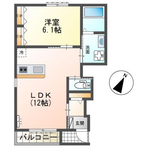 キャトルセゾン(1LDK/1階)の間取り写真