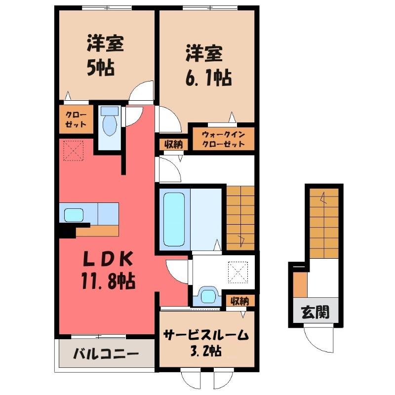 グロワール(2SLDK/2階)の間取り写真