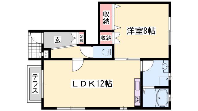 ハイツポジティブ(1LDK/1階)の間取り写真