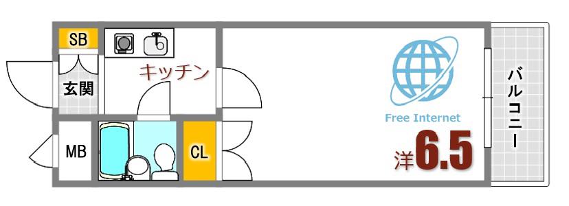 Sビル海田(1K/3階)の間取り写真