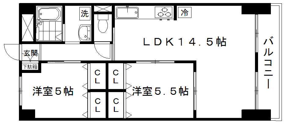 トーカンマンション東陽町(2LDK/2階)の間取り写真