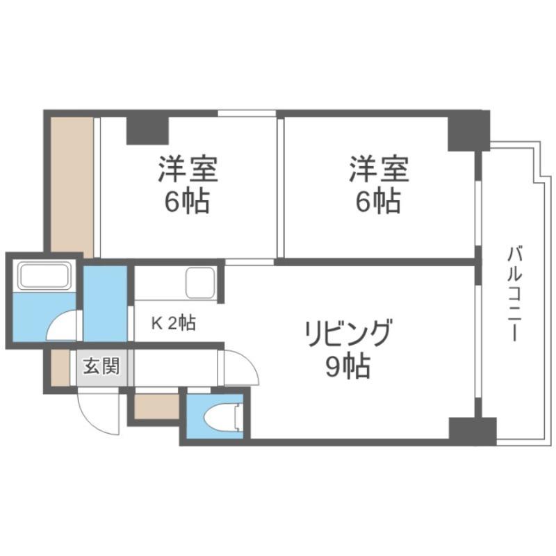 シャンブルドロア菊水(2LDK/8階)の間取り写真