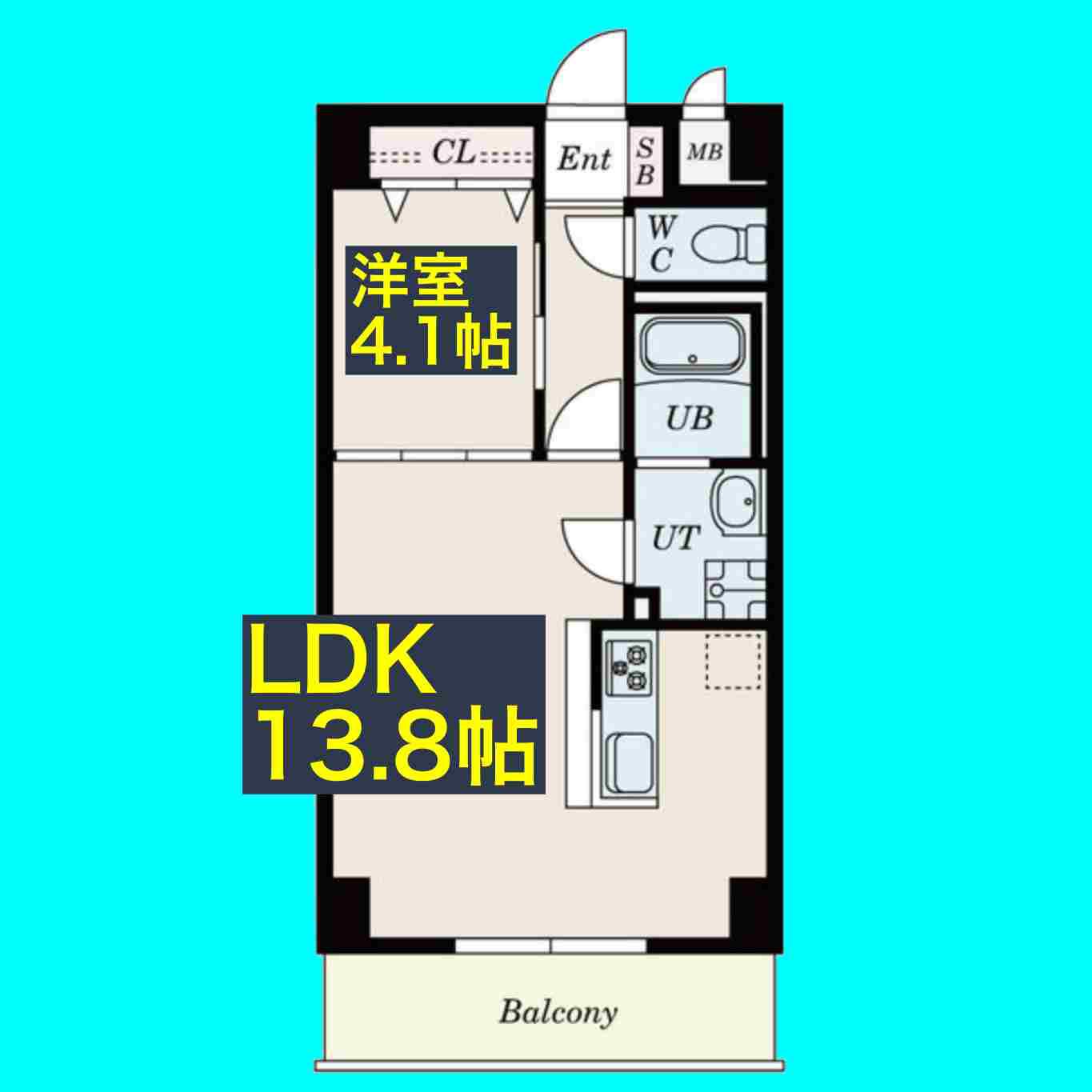 GRANDUKE千代田REGARIA(1LDK/3階)の間取り写真