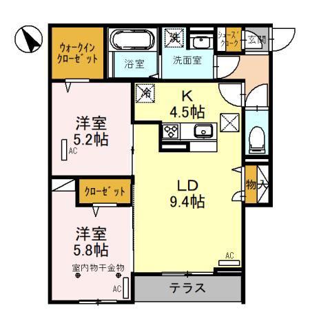 CLASSEUM連坊I(2LDK/3階)の間取り写真