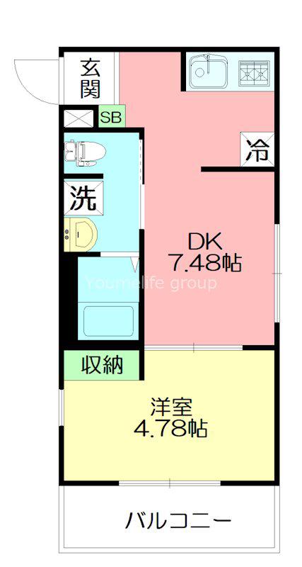 MONTE・INTERNO(1DK/2階)の間取り写真