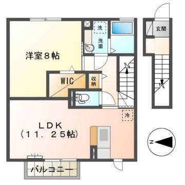 リヴェール(1LDK/2階)の間取り写真