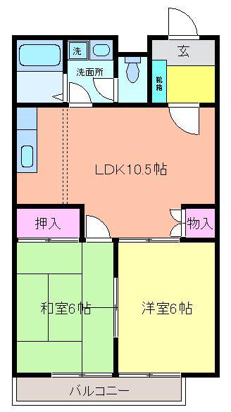 オークランド(2LDK/1階)の間取り写真