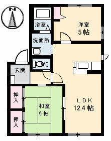 COSMO TOWN D棟(2LDK/2階)の間取り写真