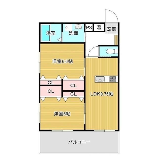 第2北野ビル(2LDK/5階)の間取り写真