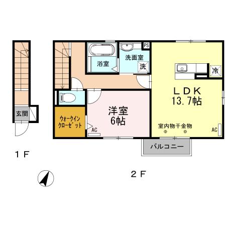 フルール(1LDK/2階)の間取り写真