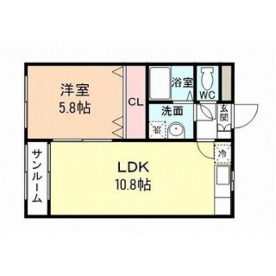 ルミナール有沢(1LDK/1階)の間取り写真