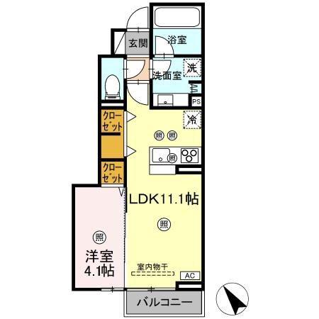 セレーナ引野(1LDK/1階)の間取り写真
